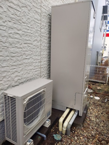 中野区 三菱電機自然冷媒CO2家庭用ヒートポンプ給湯機貯湯ユニットSRT 